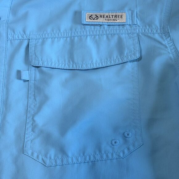RealTree Fishing Shirt Mens XL Light Blue Button Up Vented Pockets Lightweight - Picture 11 of 16